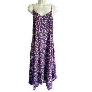 River & Rose Blue Floral Print Midi Dress with Pockets Women's Medium NEW